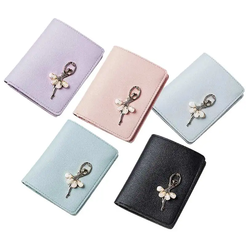 

Simple Fashion Women Short Purse PU Leather Solid Color Clutch Bag Dancing Girl Wallet Lady Coin Purses FA$1