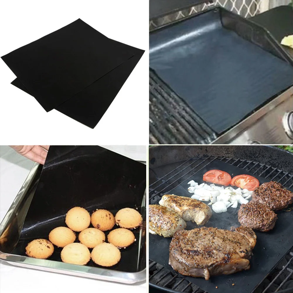 Reusable Non stick BBQ Grill Mat 0.2mm Thick PTFE Barbecue Grill Mats
