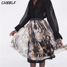 Chbblf, принт «змеиная кожа», сетчатая юбка в складку животный узор с эластичной талией faldas mujer Винтаж женские юбки A9112
