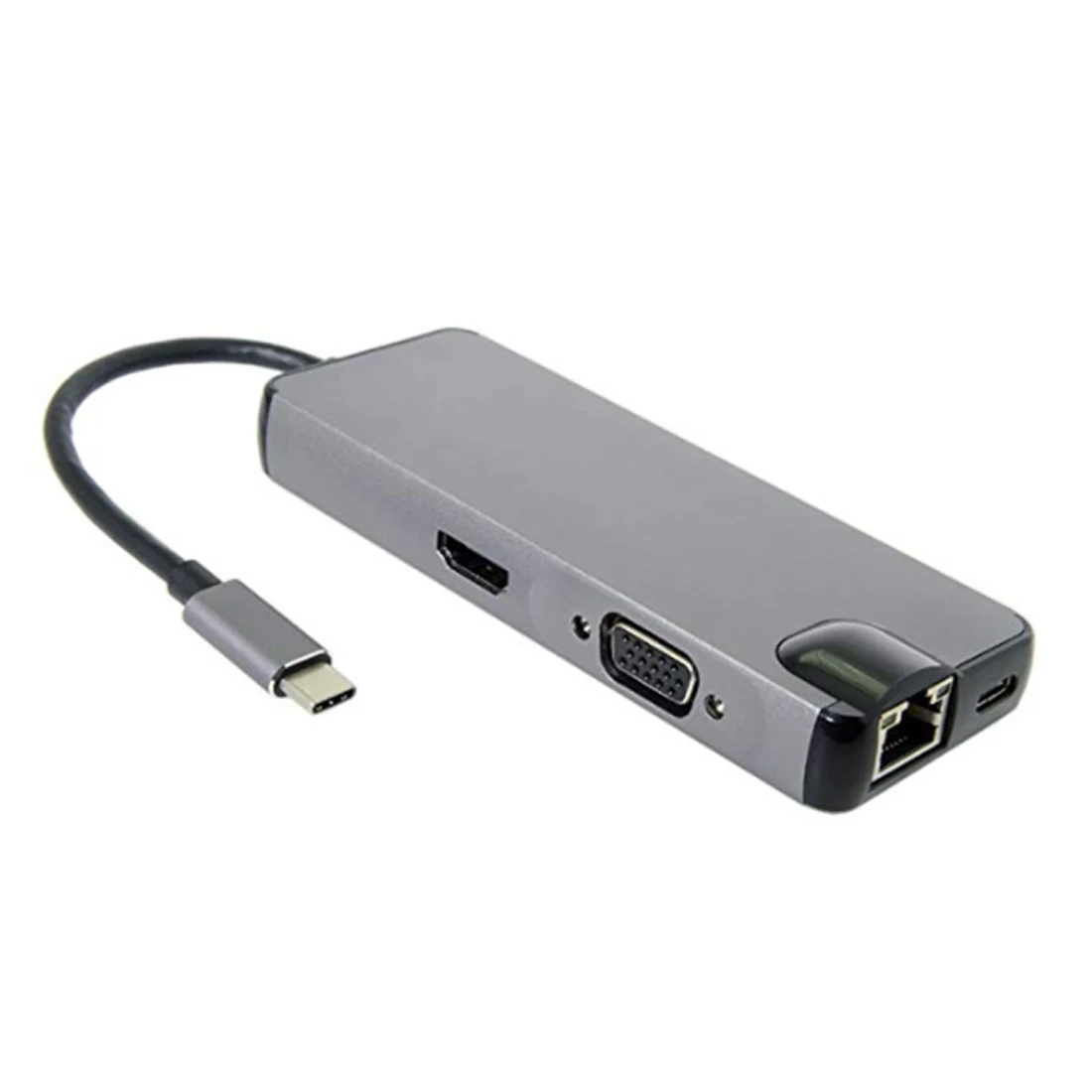 8 en 1 Tipo C hub tarjeta USB 3,0 tipo C a 4 K HDMI VGA Lan Ethernet RJ45 adaptador lector con puerto de carga - 4