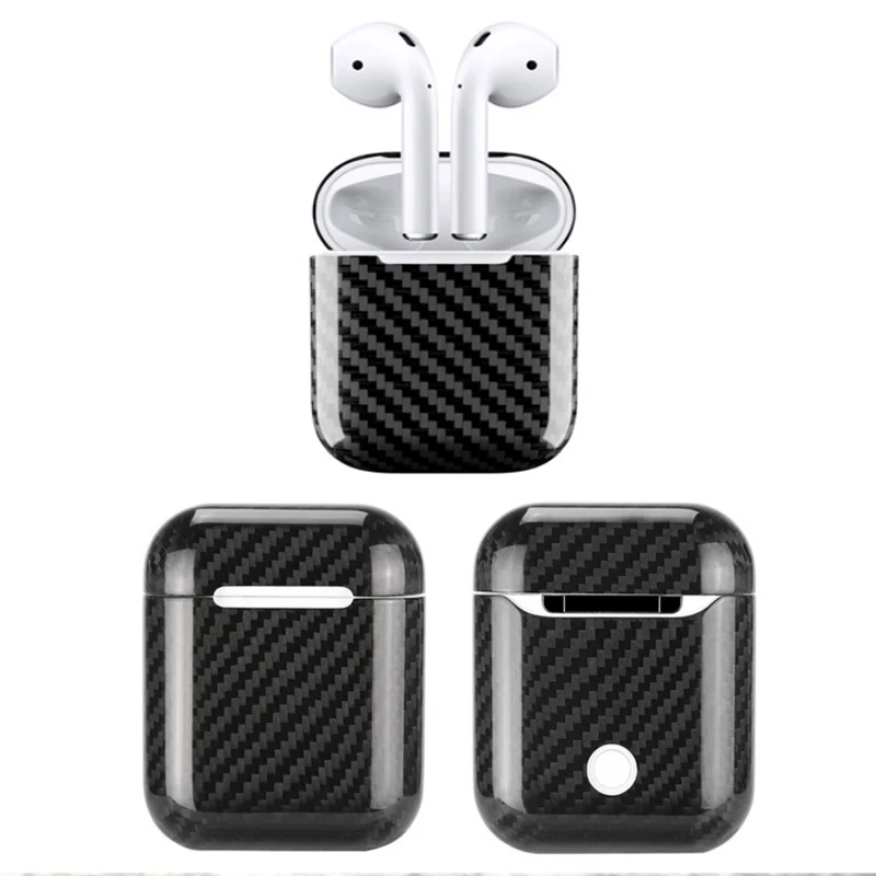 Встроенный чехол из углеродного волокна для Apple AirPods беспроводной зарядки Bluetooth наушники кожаный чехол для AirPods 2 Air Аксессуары из углеродного сплава