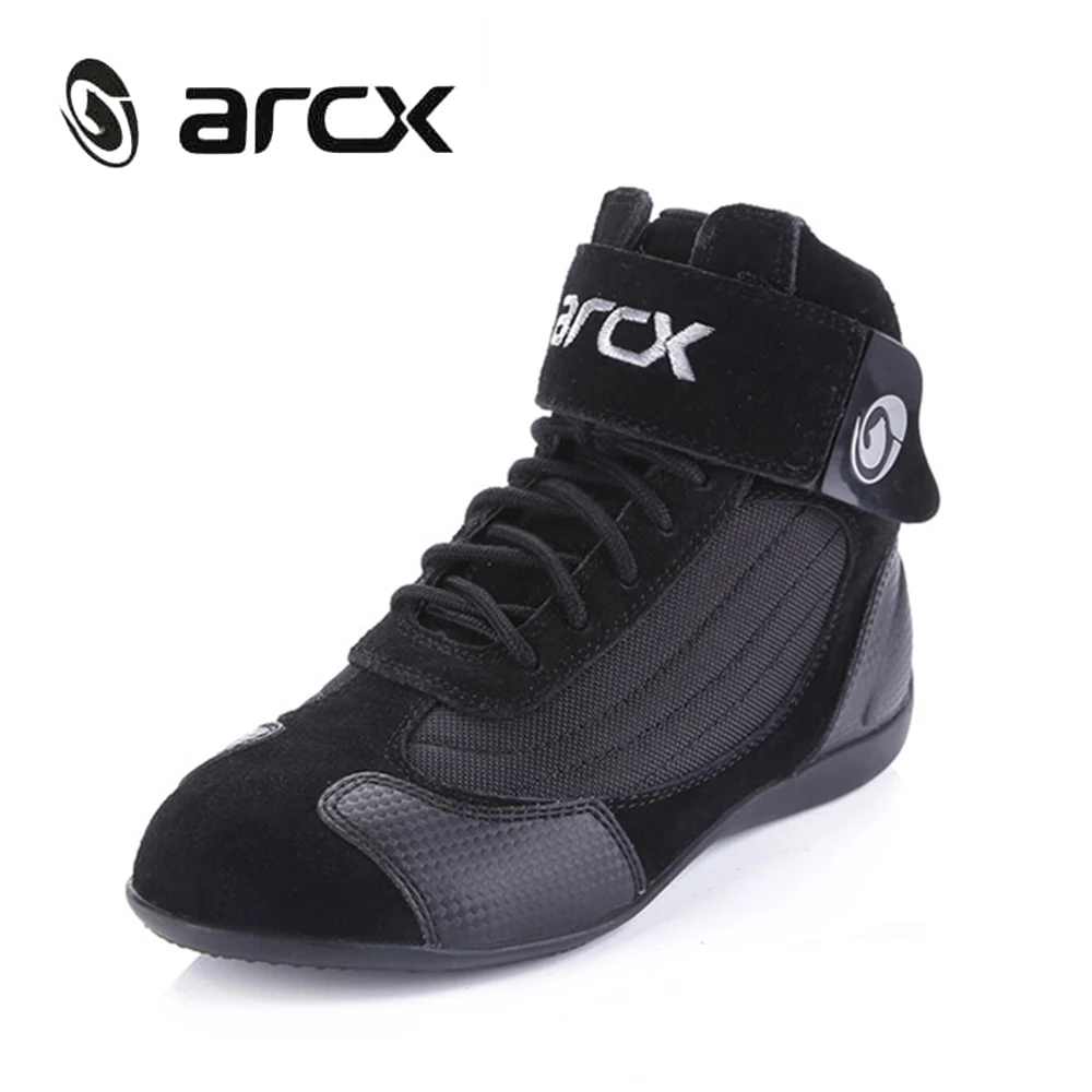 ARCX мотоциклетные ботинки для верховой езды; уличные гоночные ботинки из натуральной коровьей кожи; мотоциклетные байкерские ботинки Chopper Cruiser; туристические ботильоны - Цвет: Черный