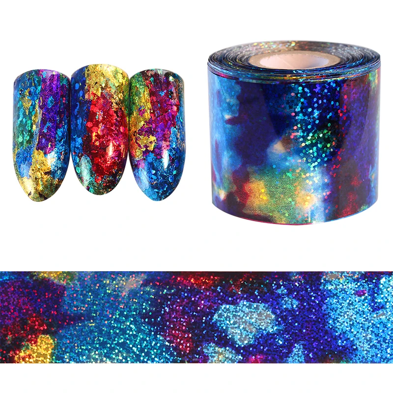 

1M Gradient Starry Sky Nail Foil Blue Holographic Paper Decals Decor Nail Art Sticker Decoration Accessories