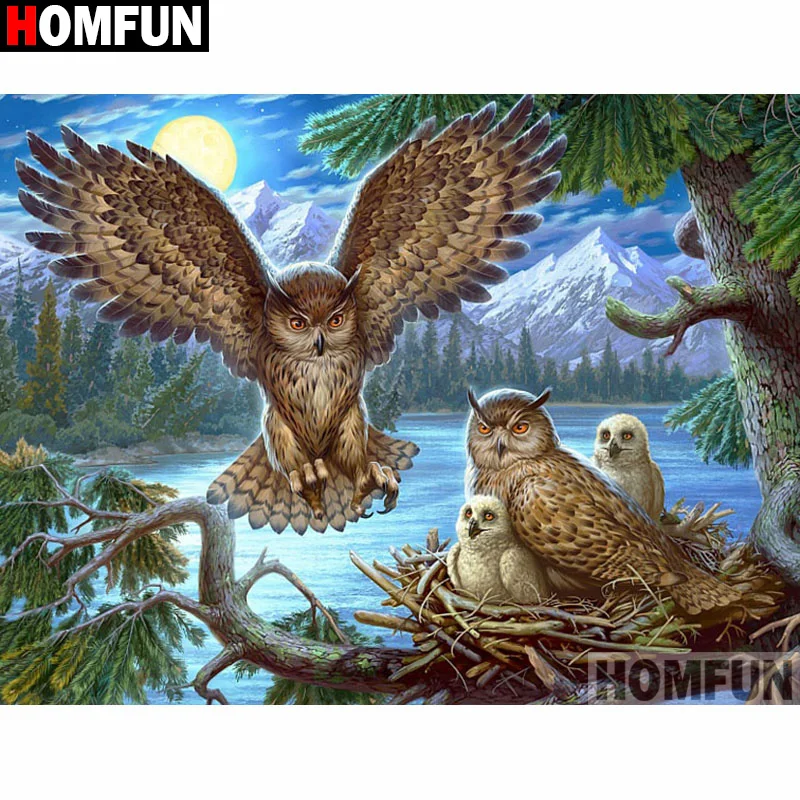 Алмазная 5d-картина HOMFUN Семья Совы вышивка крестиком с полными