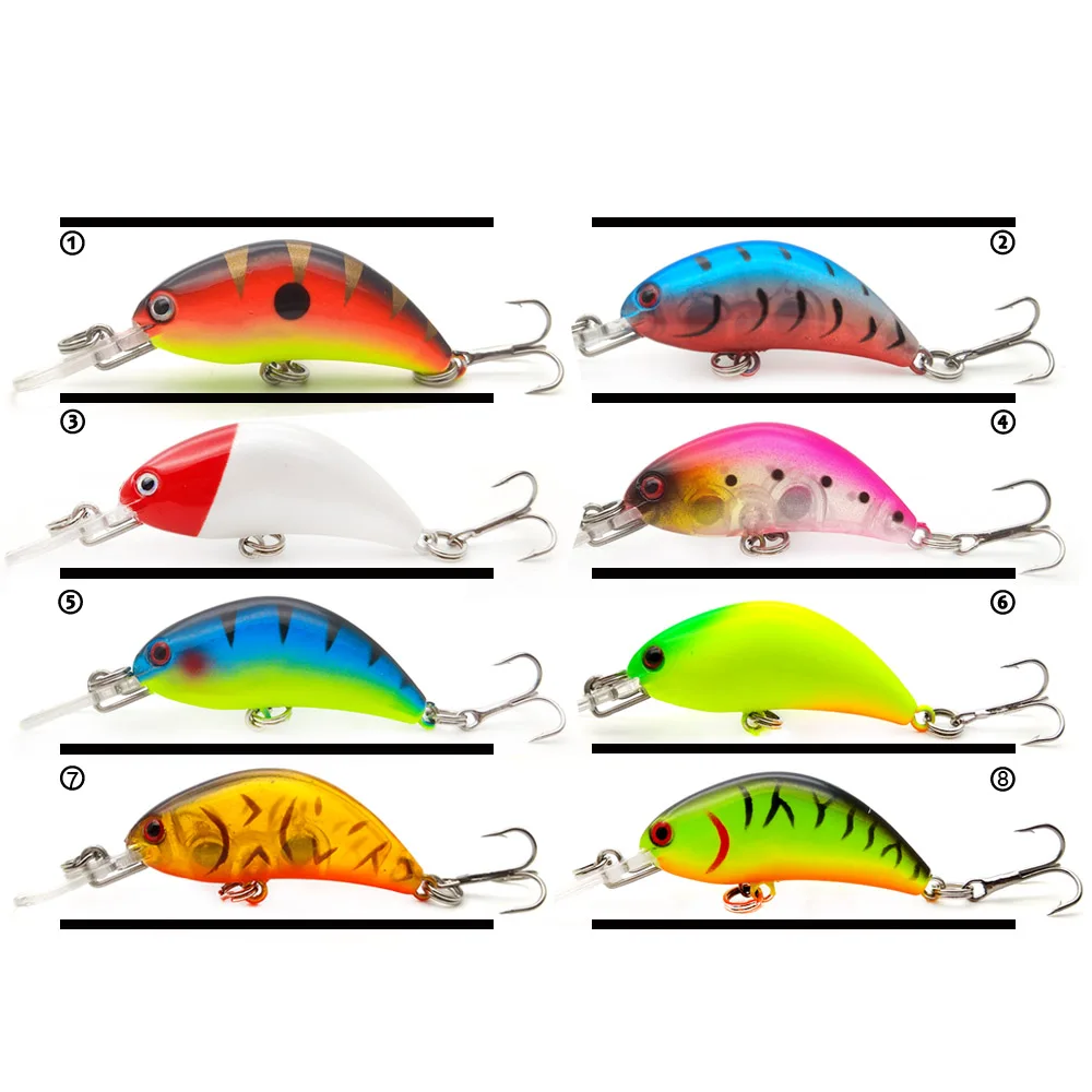  WATERBOY Mini Crank Minnow Fishing Lure 4cm 1.6in 3.4g 0.1oz lifelike Wobbler Swimming and Colorful