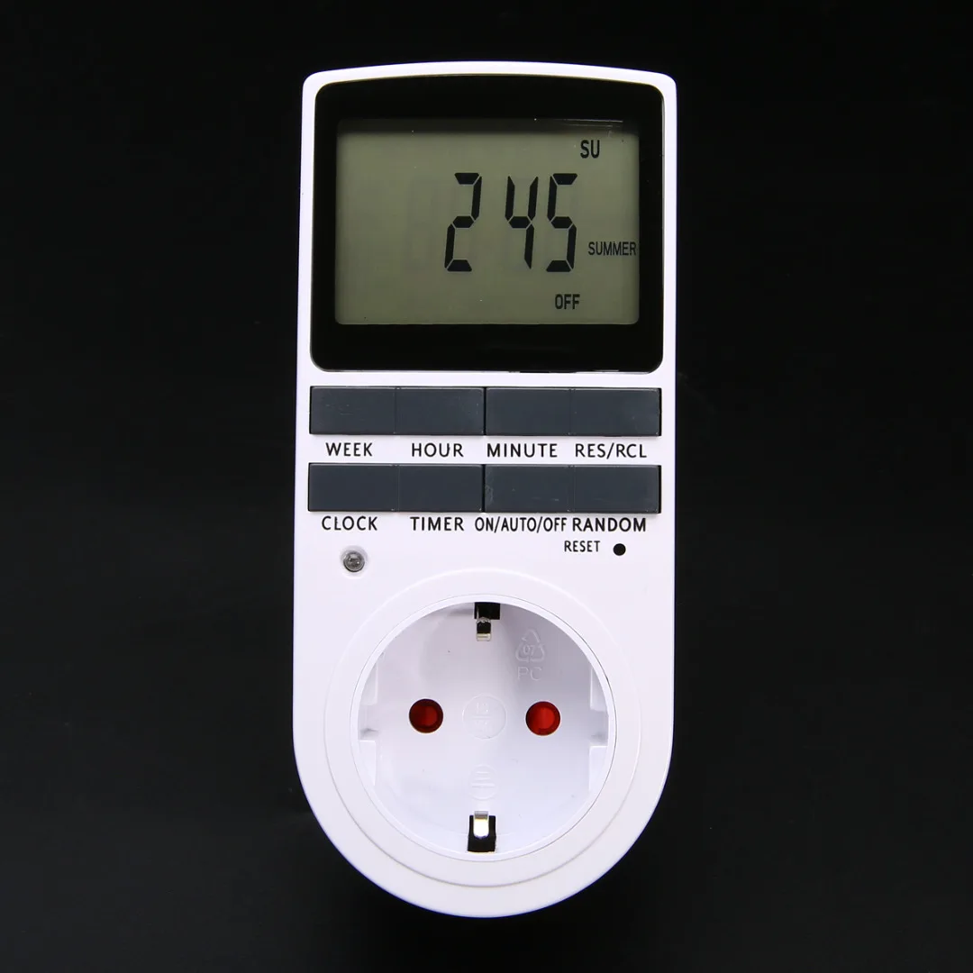 LCD Display Electronic Digital Timer Switch EU Plug-in Programmable Timing Socket 7 Day 12/24 Hour Timer Outlet