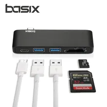 Basix USB C концентратор тип c адаптер с 2 порта USB 3,0, SD и MicroSD слота для карт и зарядки для MacBookPro usb type c концентратора