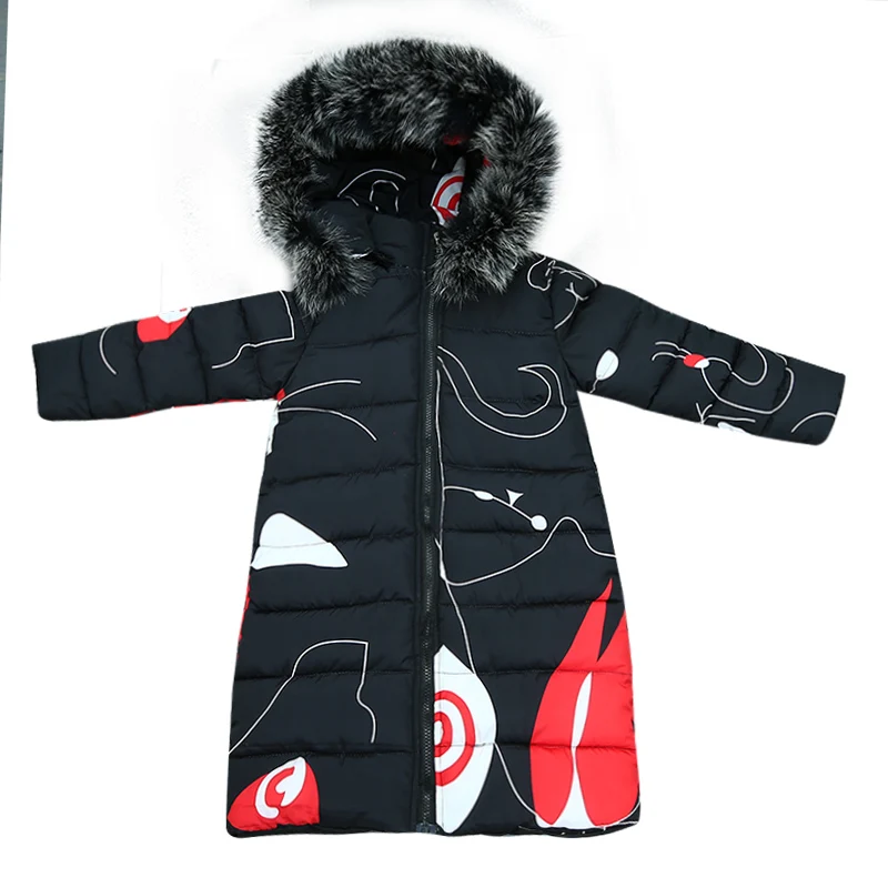 Детская куртка для русской зимы, куртка для девочек, толстая пуховая детская верхняя одежда с принтом для морозов до-20 градусов, куртка, новое теплое пальто