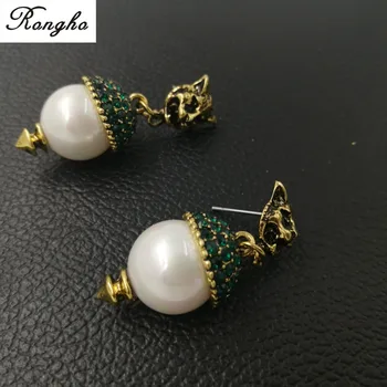 

New Baroque Brand Vintage Metal leopard Stud Earrings for Women Rhinestone earring Crystal Brincos Pendant Jewelry Punk bijoux