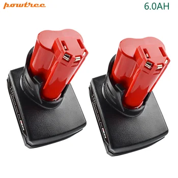 

Powtree 6000mAh For Milwaukee M12 battery C12 WS M12 IR Rechargeable Li-ion Replacement Battery L10
