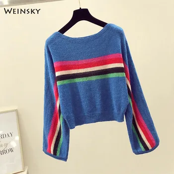 

Women Knitted Jumper Sweater And Pullovers Korean Fashion Style O-Neck Sweaters Autumn 2019 New Tops