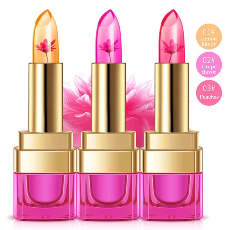 

4g BIOAQUA Fashion Colorful Black Chrysanthemum Jelly Lipstick Waterproof Moisturizer Long Lasting Temperature-changed Lip Balm