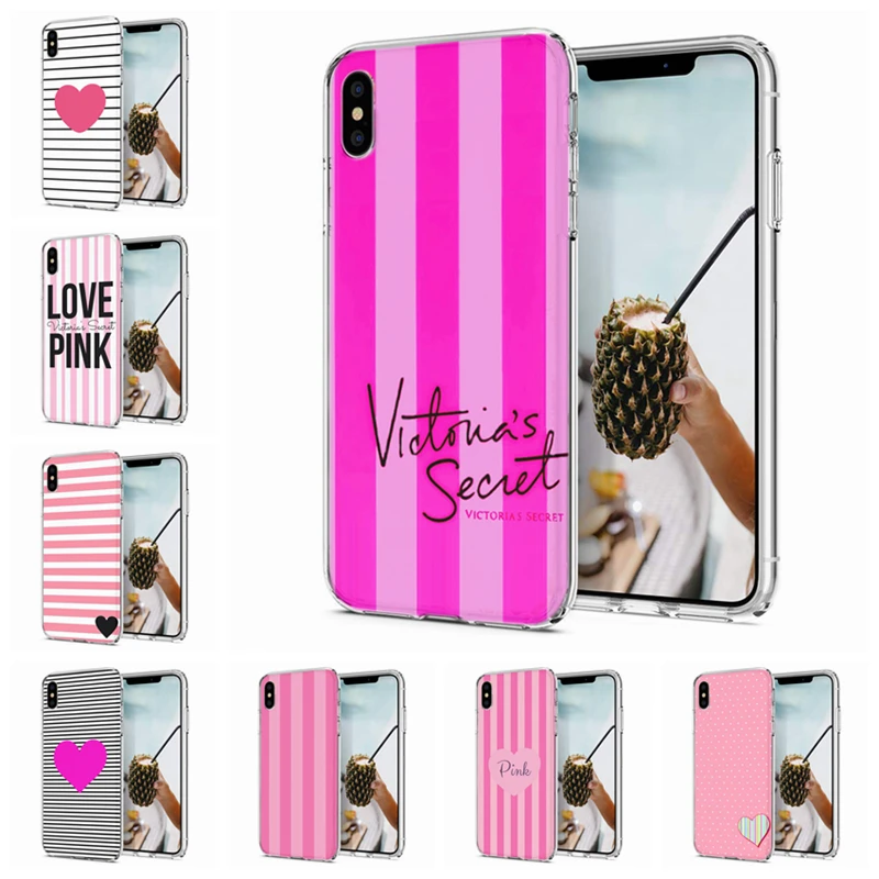 Soft Phone Case For iPhone X XS XR Covers TPU Colorful Flora Pink Love Heart Pattern Fundas iPhone6 7 Max M083 |