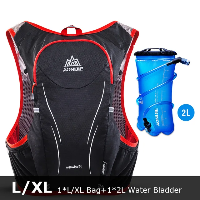AONIJIE E906S 5L обновленная Сумка для бега на открытом воздухе, рюкзаки для марафона, светоотражающий походный велосипедный рюкзак, гидратационный жилет, 2 цвета - Цвет: XL 2L Bladder