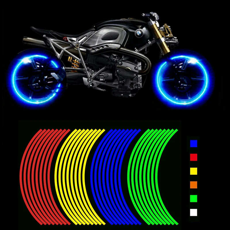 10/12/14/18 Reflective Wheel Hub Safety Decoration Stripe Reflector Stickers for Motorcycles Bikes Cars MiOYOOW Wheel Rim Stripe Decal