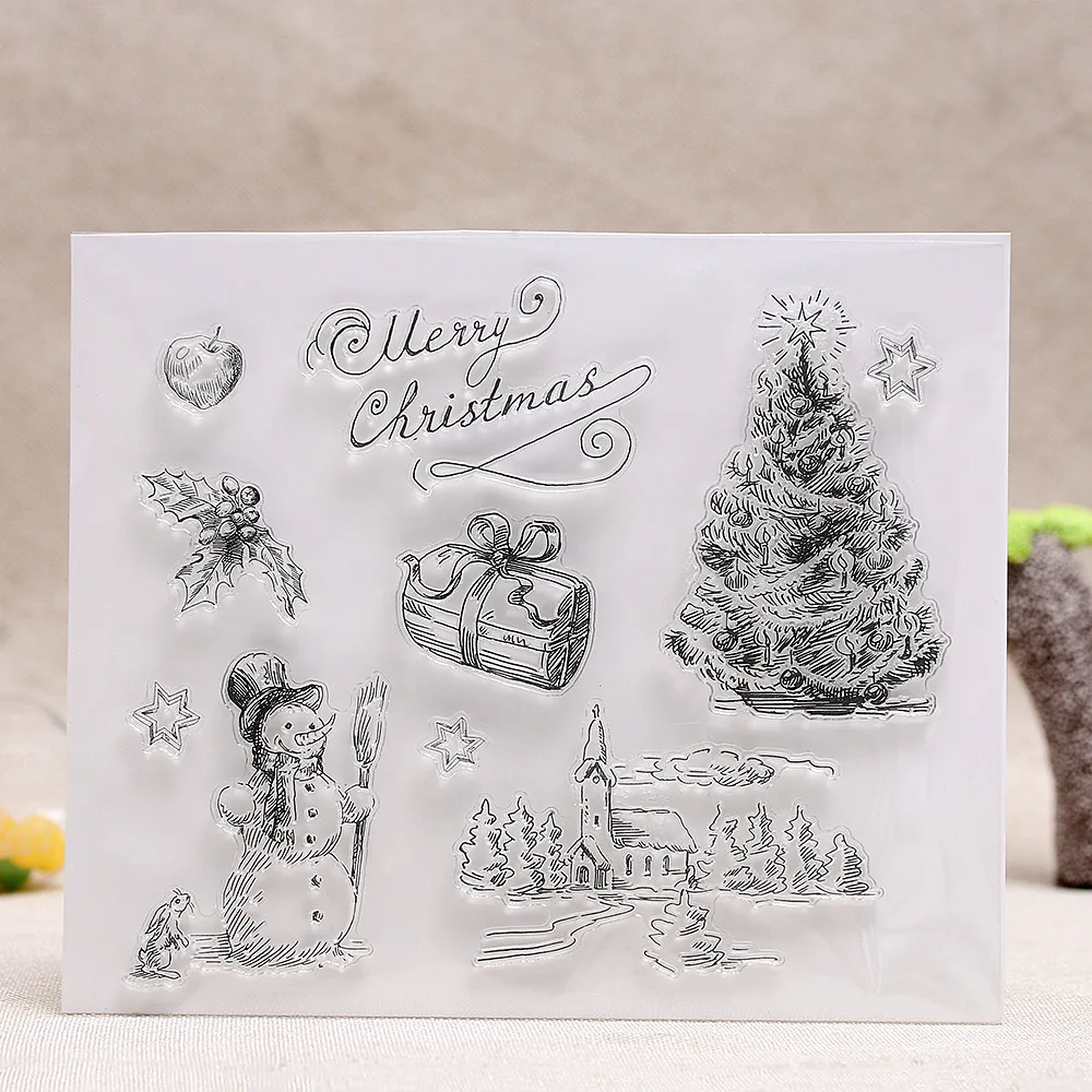 

1PC Chrismas Scrapbooking DIY Album Cards Transparent Silicone Rubber Clear Sheet Stamps DIY Crafts 15*18CM