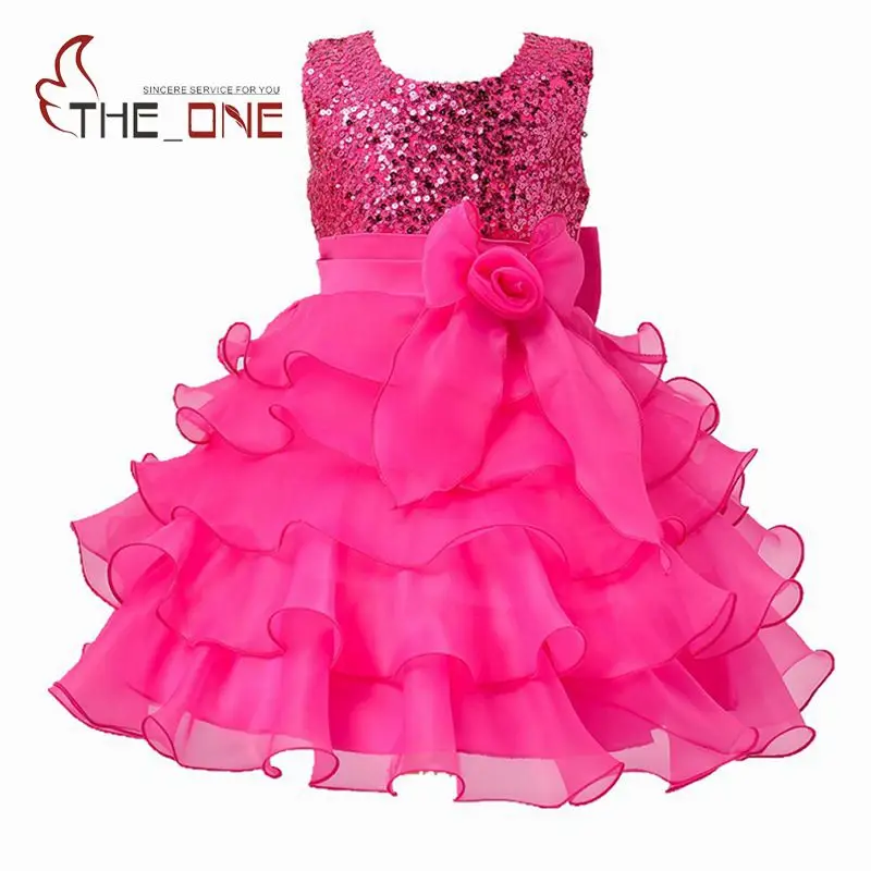 

Girls Princess Party Dress Girl Summer Wedding Dress Children Sequined Bow Tutu Lace Evening Dresses Baby Layered Ball Gown T148