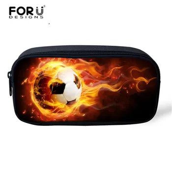 

FORUDESIGNS Kids Pencil Cases Cool 3D Fire Foot Ball Pencil Bag for Student Casual Large Pen Pouch Fashion Women's Cosmetic Case