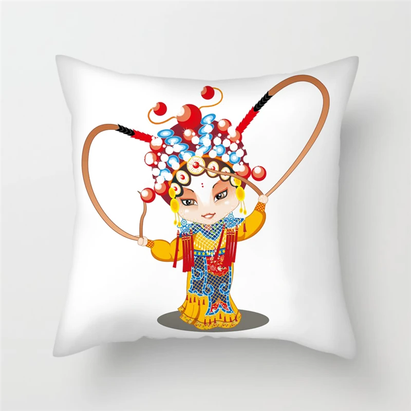 Fuwatacchi Portrait Cushion Cover Peking Opera Pillows Covers for Home Sofa Chair Decorative Beijing Opera Pillowcases New 2019