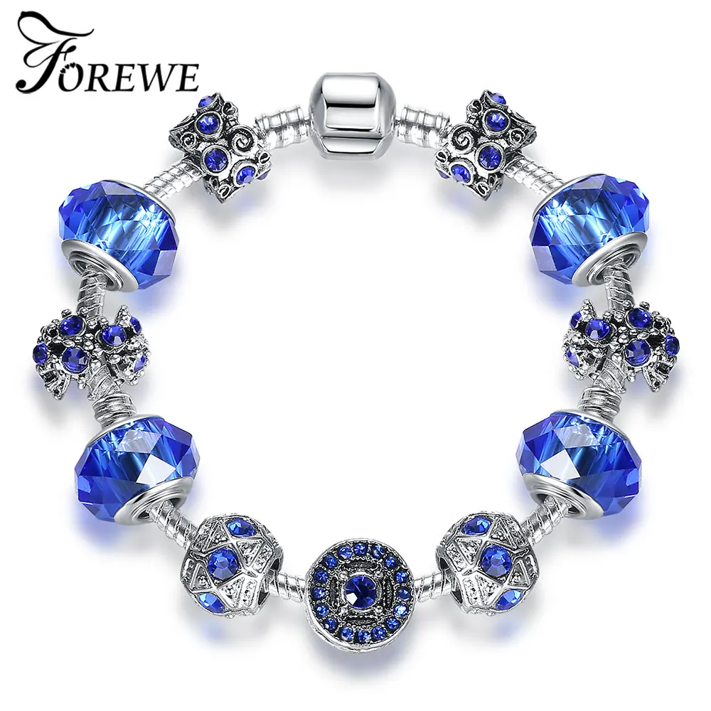 FOREWE European Style Romantic 925 Silver Charm Bracelet for Women