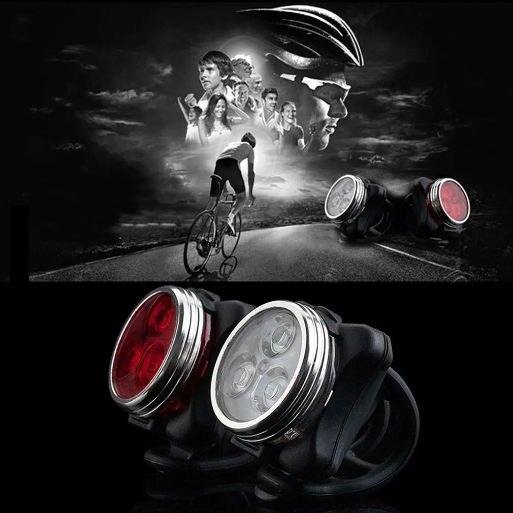 

4 modes USB Rechargeable Cycling Bicycle Light 3 LED Head Front Tail Clip Light Lamp Outdoor Cycling bike accessories