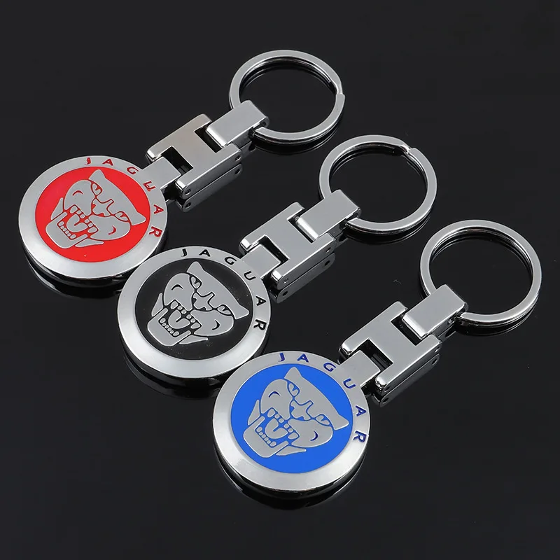High grade H buckle Jaguar Leopard head car logo metal keychain hanging