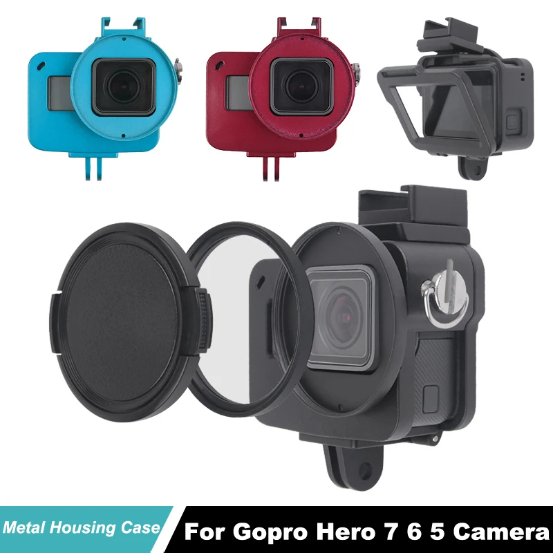 

Hero5 Camera protective Housing case For GoPro Hero 7 6 Cooling frame aluminum alloy shell Go Pro Hero6 Metal cage + UV filter