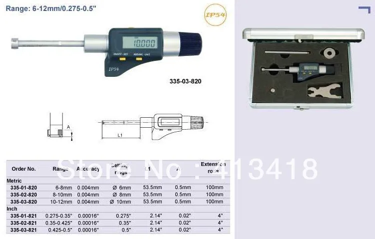 

Electronic Three-point Internal Micrometers 6-8mm.0.275-0.35inch.335-01-920 Inside micrometer