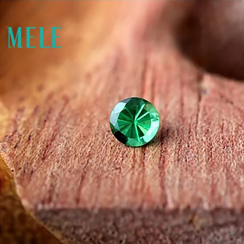 MELE Natural 2.5mm round cut Tsavorite for jewelry making,green loose gemstone with bright color,DIY main stone color fire