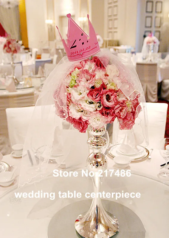 Wholesale 32 Cm Height Tall Trumpet Shaped Sliver Metal Vase For