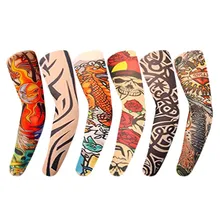 Нейлоновые эластичные модные мужские Женская Татуировка рукава новые высокие эластичные фальшивая, временная дизайны солнцезащитный крем боди-арт грелки прохладный стиль