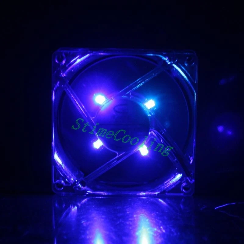 

Freight Free 2pcs Blue Led Light DC 12V 4Pin 8025 80MM 80x80x25mm Computer Case Cooler Cooling Fan