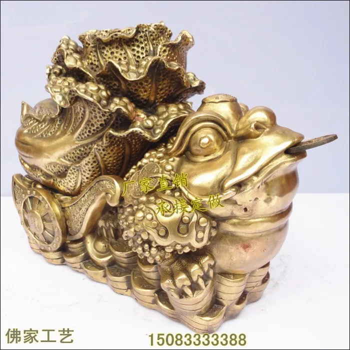 

Bronze statue copper toad decoration one hundred financial Large toad lucky golden cicada Bronze chinese cabbage crafts