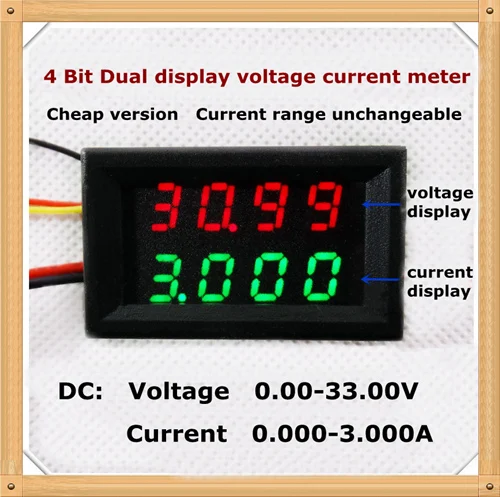 RD простая версия 4 бит постоянного тока 0-33 в/3 А двойной светодиодный дисплей 0,28 Цифровой амперметр вольтметр напряжение измеритель тока [4 шт./лот] - Цвет: RED GREEN
