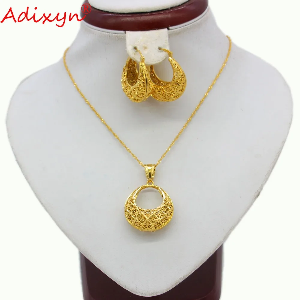 Adixyn модные ювелирные изделия в этническом стиле, ожерелье золотого цвета/серьги/кулон для женщин, арабский/Африканский День рождения/вечерние подарки N11016