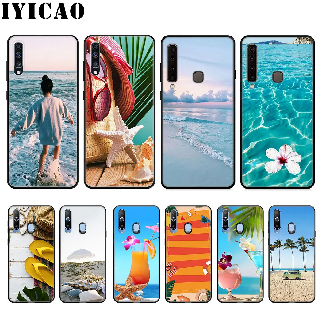 IYICAO Summer Beach Scene Soft Case for Samsung Galaxy A9 A8 A7 A6 2018 Plus A3 A5 2016 2017 Phone |