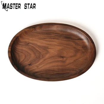 

Master Star Whole Wood Black Walnut With Lrregular Oval Wood Pan Plate Fruit Plate Saucer Tea Tray Dessert Plate