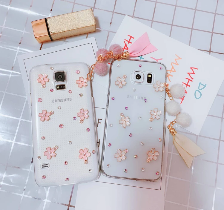 Sakura Cherry Phone Case For Apple iPhone XS MAX XR X Rhinestone Tassel Soft Cases Cover iphone 6 6S 7 8 Plus |