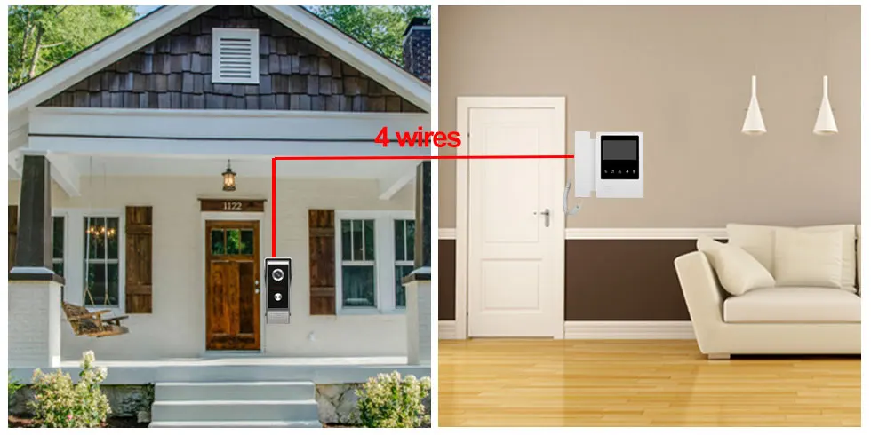 Проводной видео-глаз видео дверной звонок Домофон домашняя система 4," внутренний монитор RFID смарт-камера с ИК-ночным для личного дома