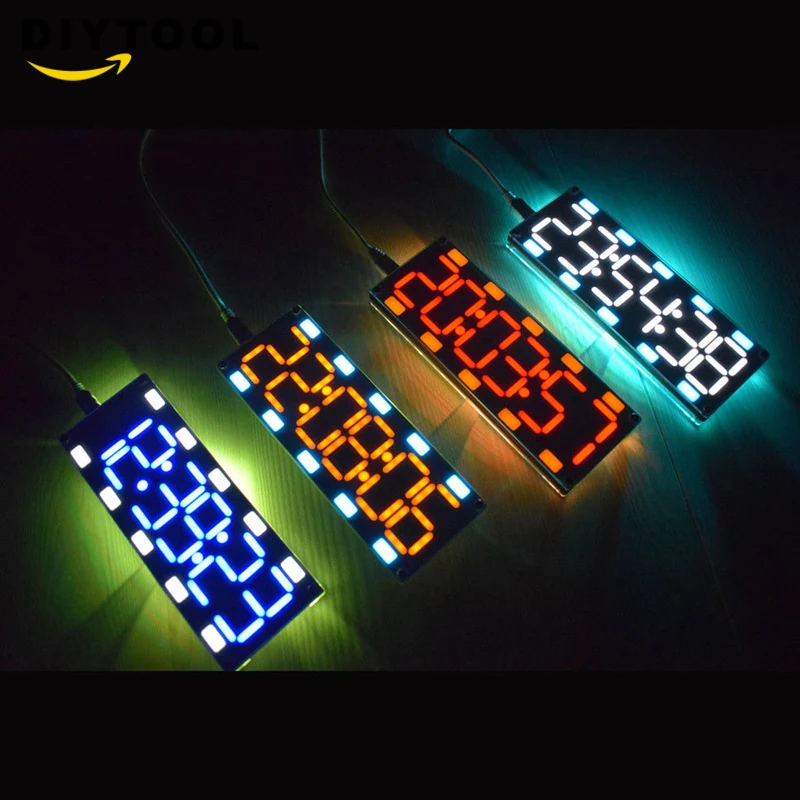 

DIY 6 Digit LED Large Screen Two-Color Digital Tube Desktop Clock Kit Touch Control