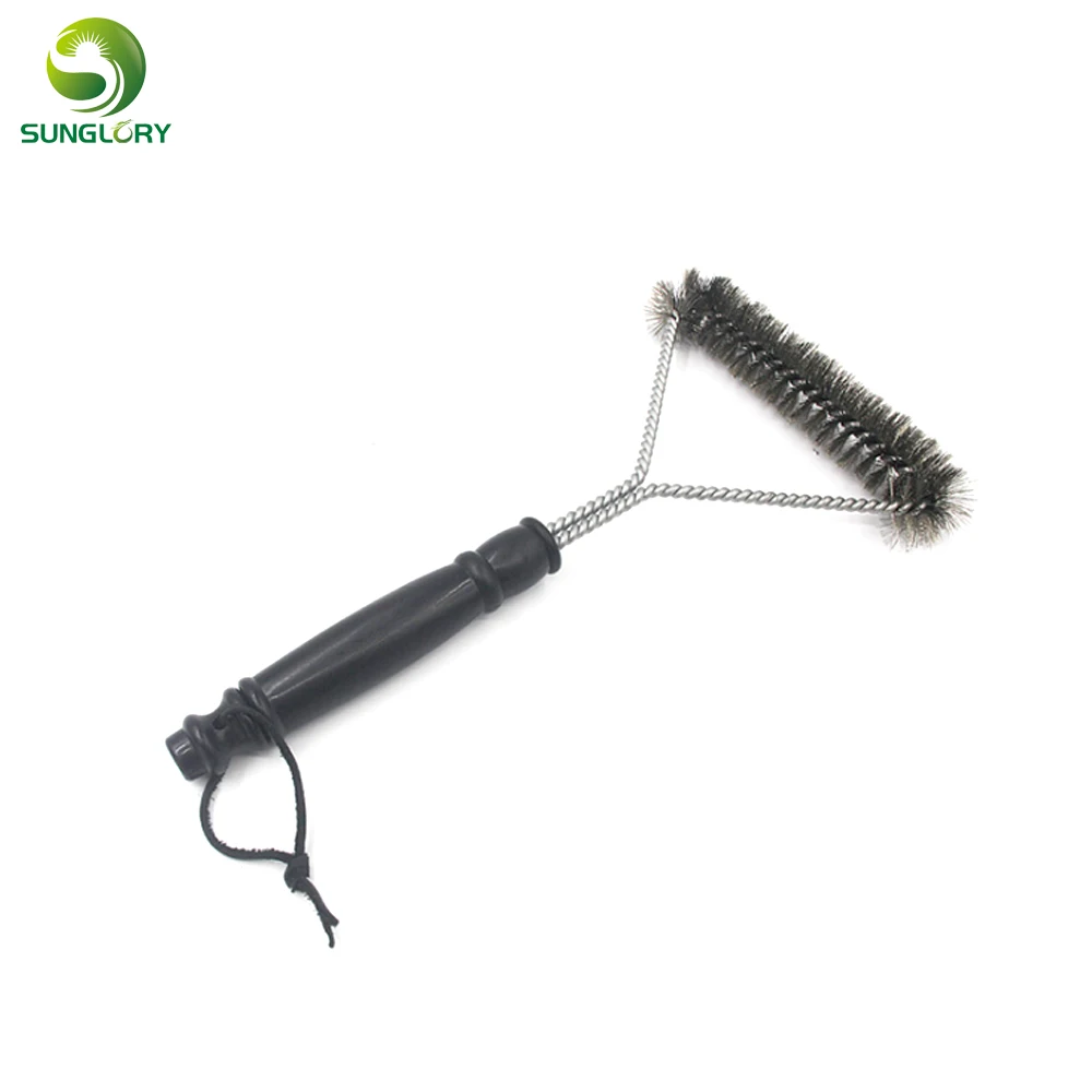 Stainless Steel Wire Bristles Grill Cleaning Brush Durable Handle