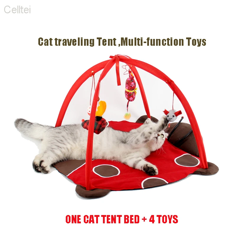 Cat Play Tent Toys Mobile Activity Playing Bed, Pet Cat Bed Cat Bed Pad Blanket House, Cat House