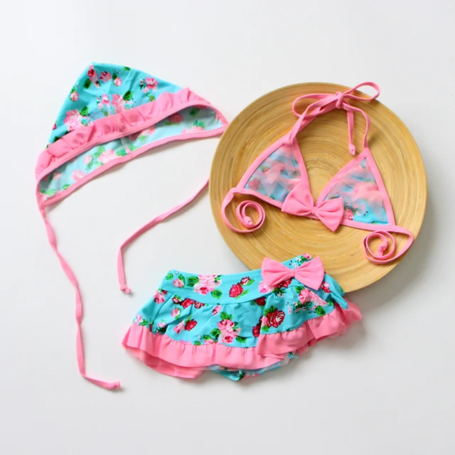 3pcs Toddler Beach Clothes Girls Swimsuit Baby Bikini Girl Bathing Suit