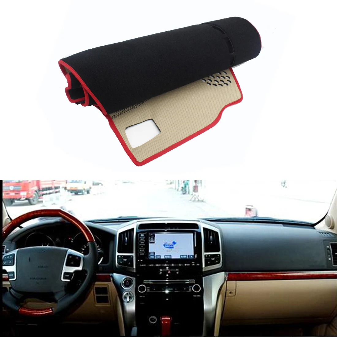 

Fit For TOYOTA Land Cruiser Car Dashboard Avoid Light Pad Instrument Platform Desk Cover Mat Silicone Non-skid Back Surface