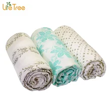 LifeTree 3Pcs Set Bamboo Muslin Cotton Baby Swaddles Blankets Multi-use Newborn Infant Bath Towel Super Soft Hold Wraps
