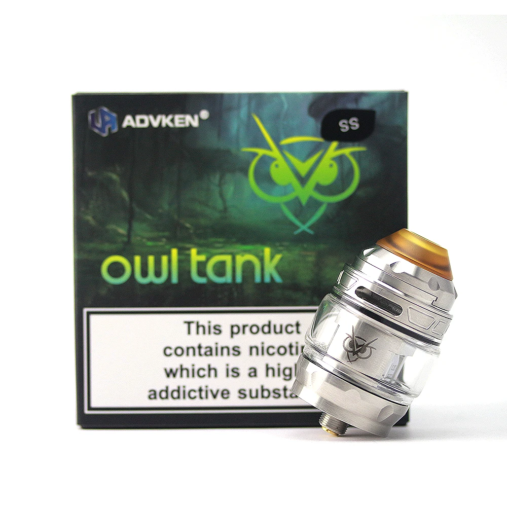Original ADVKEN OWL TANK 3ML with 4ML Bubble Glass 25mm Deck with 0.2ohm 0.16ohm Mesh Coil E Cigarette Atomizer Vape 01 (1)