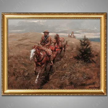 

Hand painted canvas oil paintings Western Cowboy Oil painting on canvas wall pictures for living room wall art canvas Horse 4
