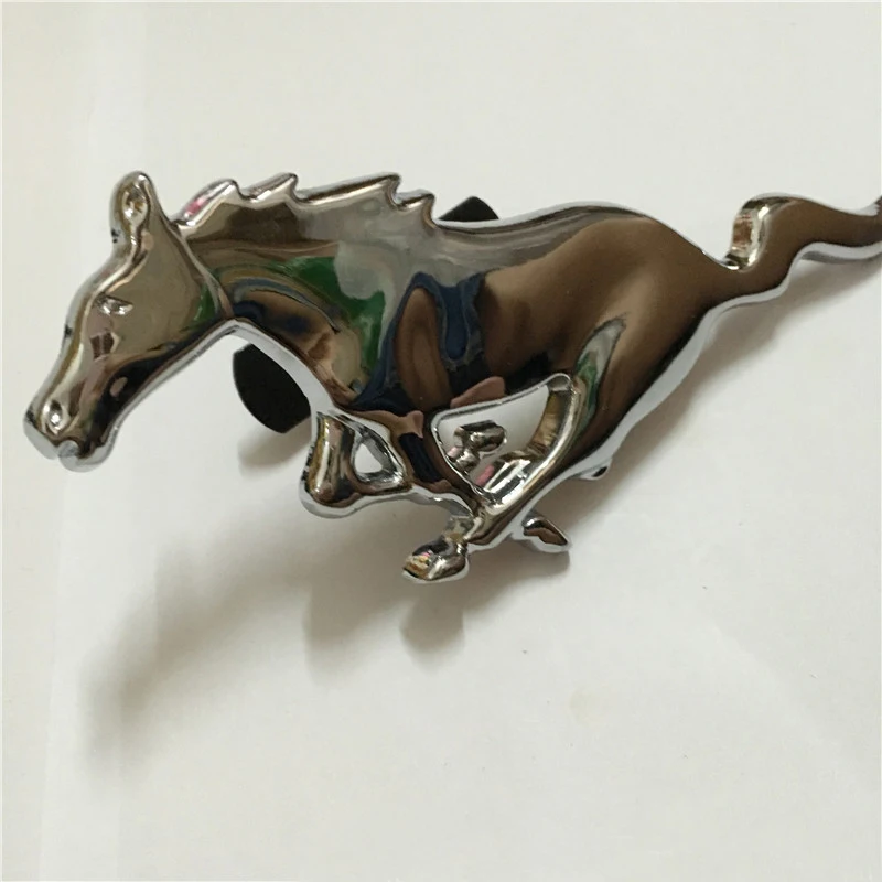  3D Silver Horse Logo Metal Alloy Car Auto Front Hood Grille Emblem Sticker for Ford Mustang Univers