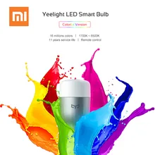 Original Xiaomi Yeelight Colorido Lâmpada LED Inteligente E27 9 w 600 Lumens Mijia Xiomi Telefone de Casa Inteligente Controle Remoto Wi-fi luz