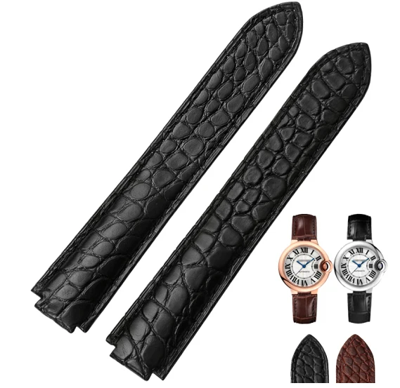 

Shihui Crocodile skin round watch with men's leather watch chain with 16mm round black leather black line width 16*9MM